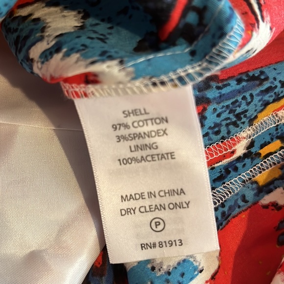 Plenty by Tracy Reese cotton dress red, yellow, blue print. Sold at Anthro. - Picture 7 of 7